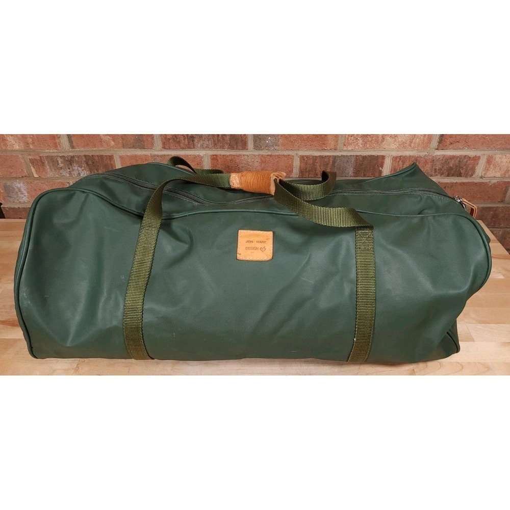 Jon Hart Large Green Coated Canvas 26" Travel Duffel Bag